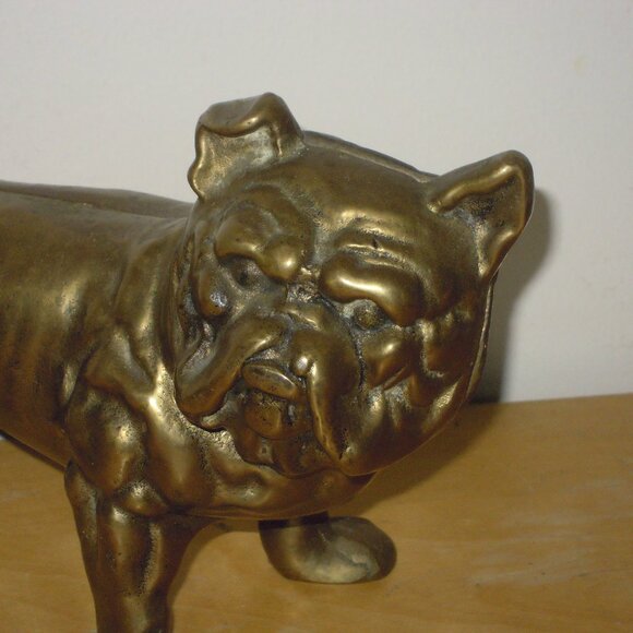Vintage Cast 60/70s Bronze Metal Bulldog Dog Piggy Coin Still Bank 6" high - Picture 1 of 6